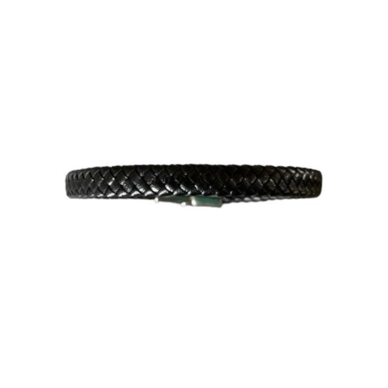 BRACELET TRESSE PLATE NOIR