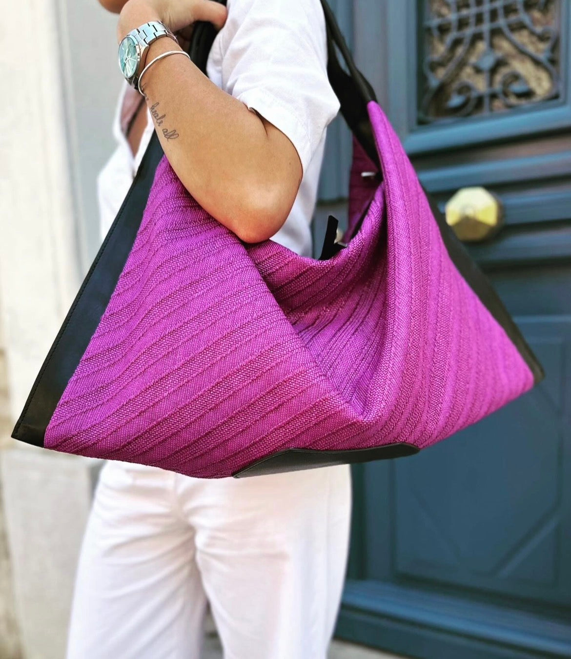 Sac raphia cuir | OLYMPIQUE