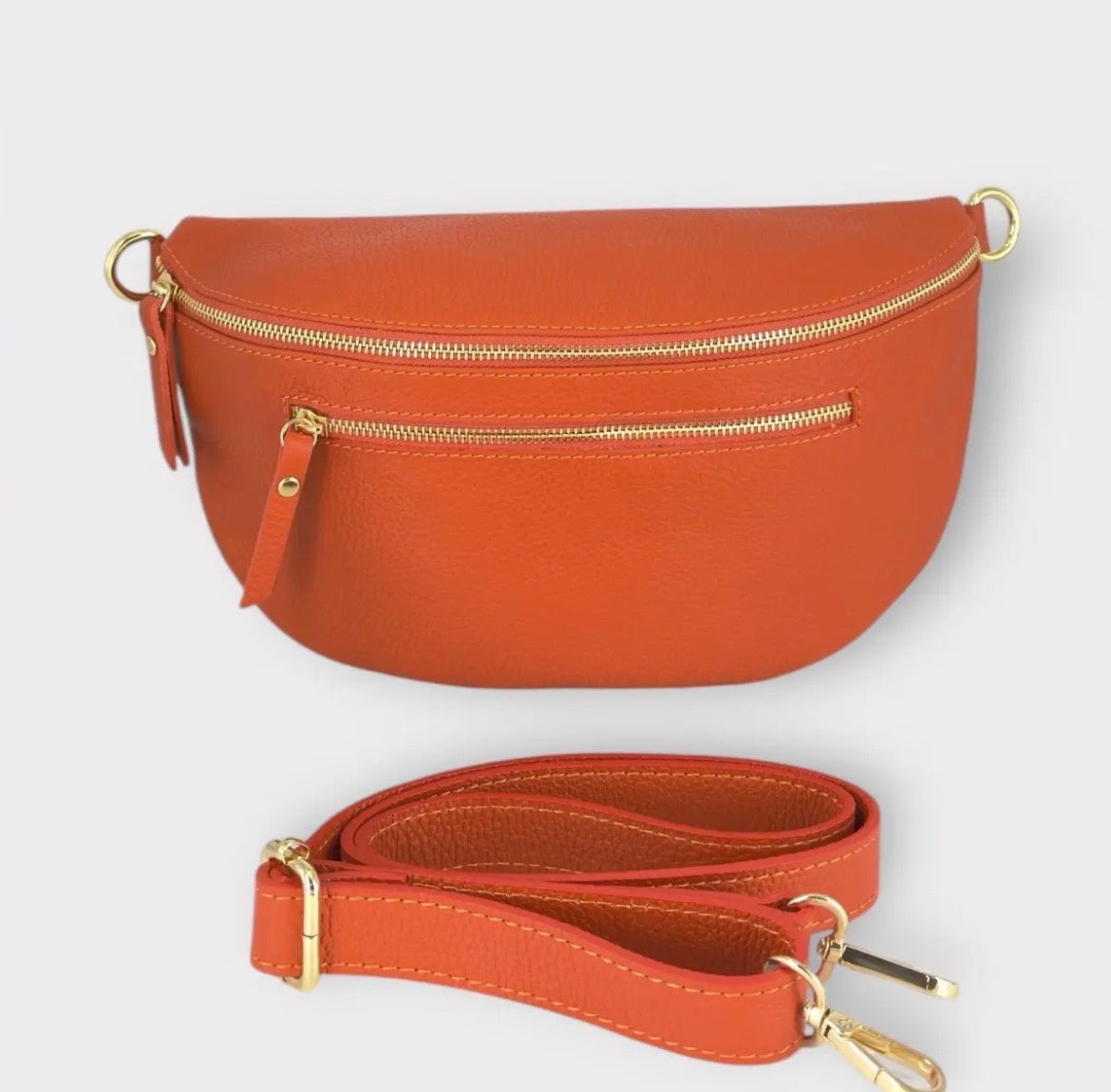 Sac banane cuir femme | BANANE LARGE TRIPLE ZIPPES