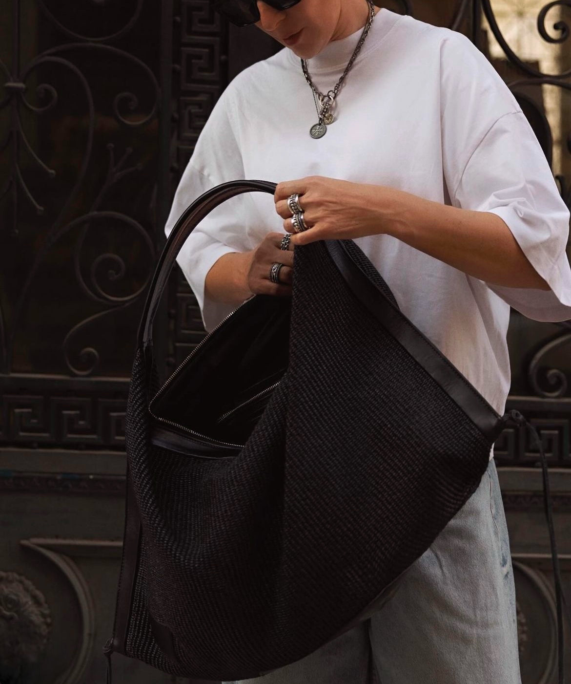 Sac raphia cuir | OLYMPE