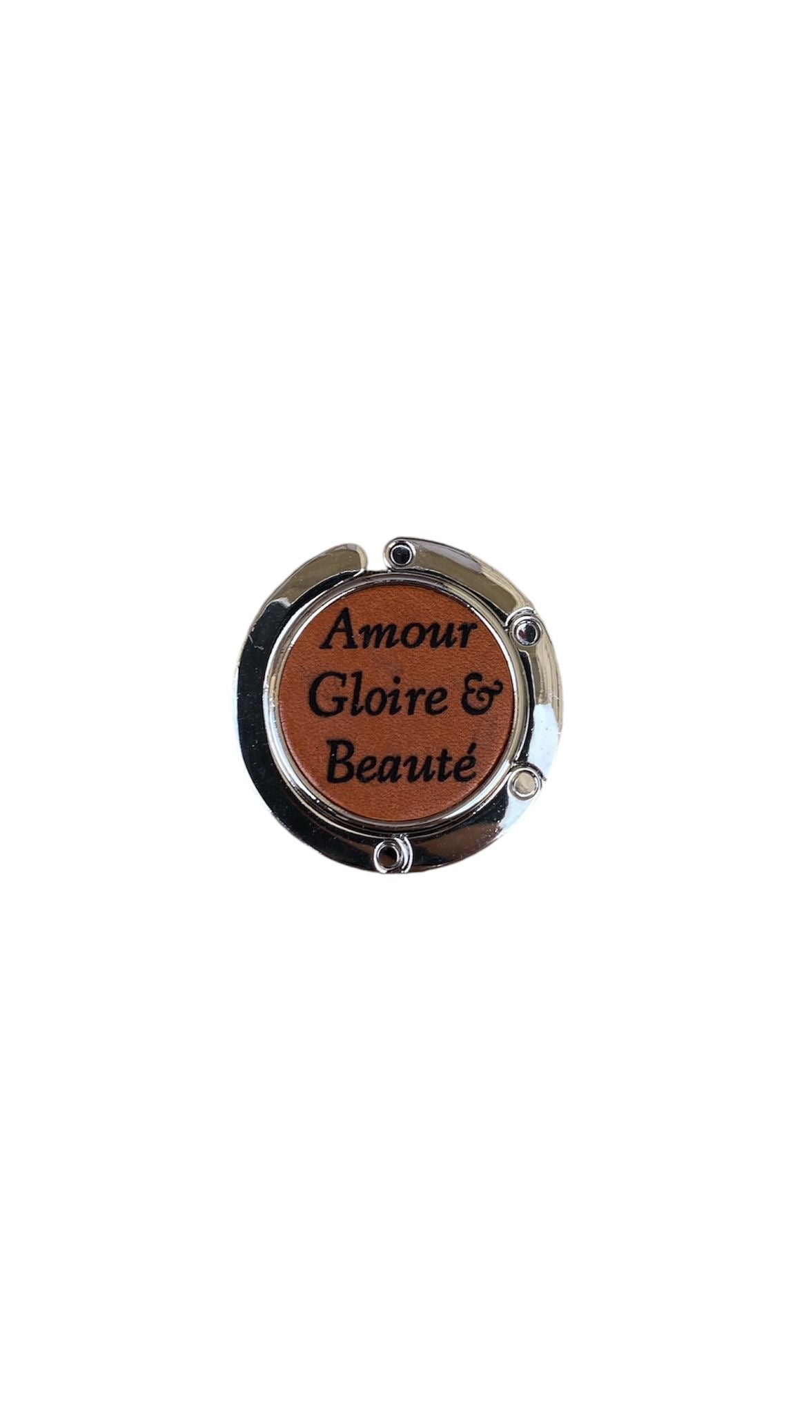 Accroche-sac cuir | ACCROCHE-SAC CUIR "AMOUR, GLOIRE & BEAUTE"