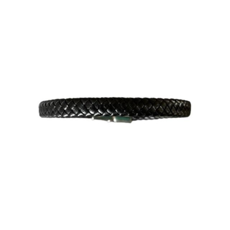 BRACELET TRESSE PLATE NOIR 