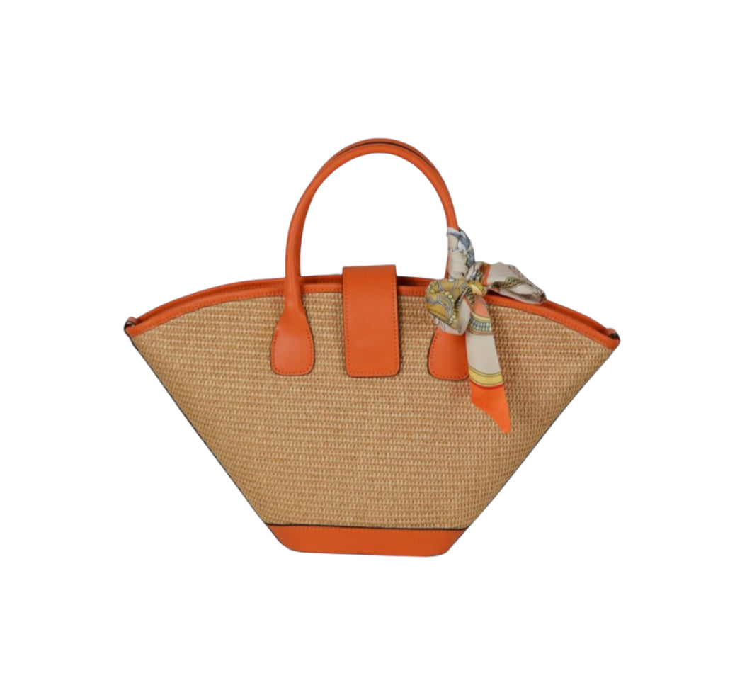 Sac à main raffia et cuir | VALENTINE