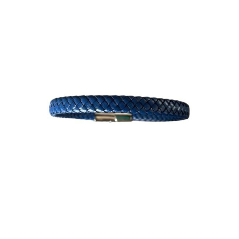 BRACELET TRESSE PLATE BLEU