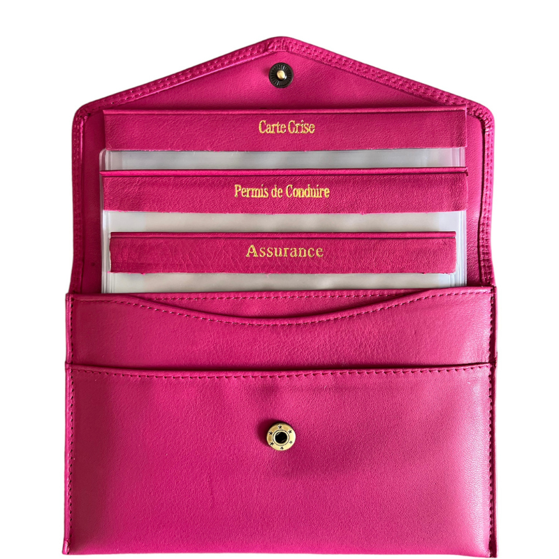 ENVELOPPE CUIR FUSCHIA