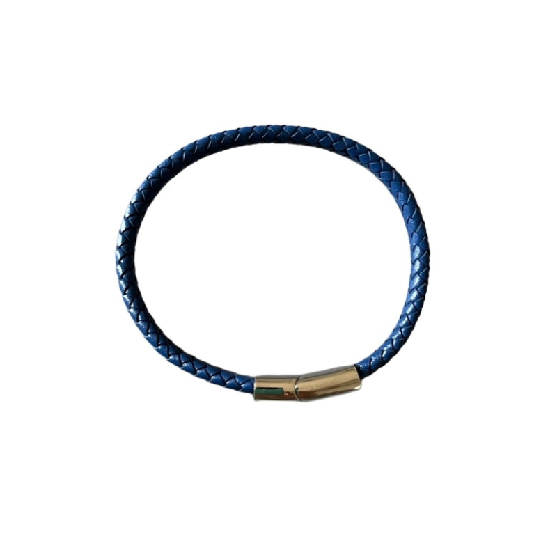 BRACELET TRESSE PLATE BLEU