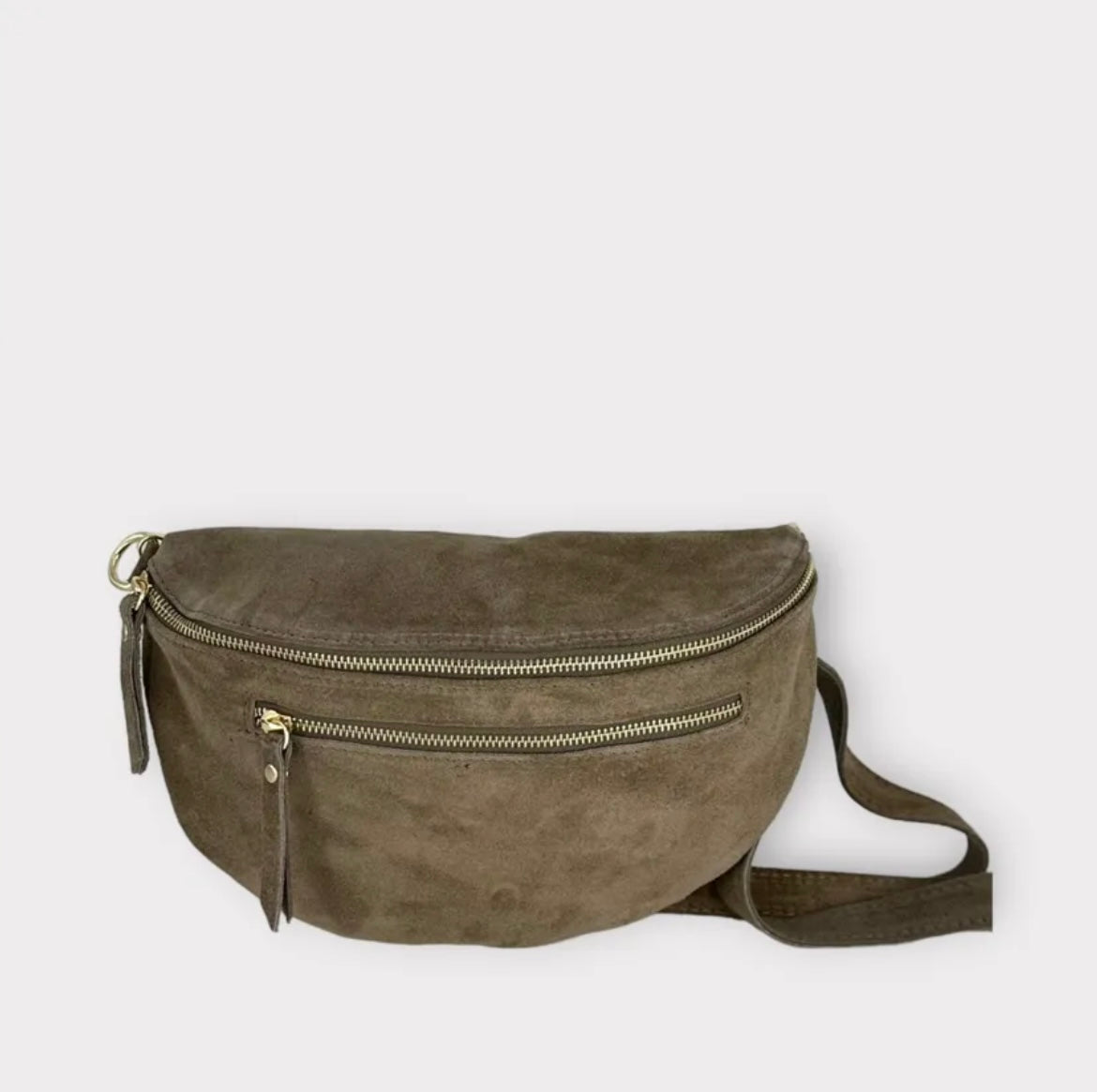 Sac banane cuir femme | BANANE LARGE TRIPLE ZIPPES EN DAIM