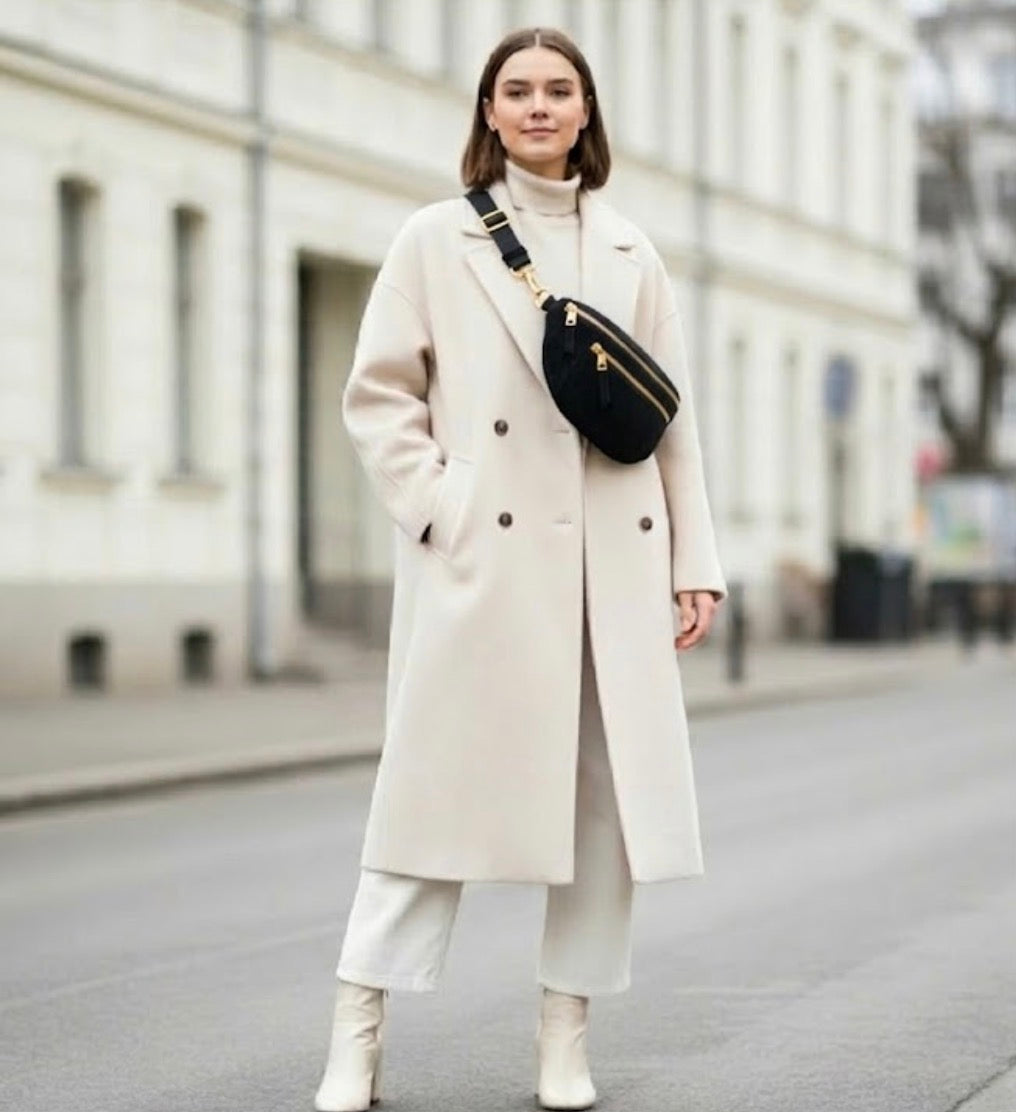 Sac banane cuir femme | BANANE LARGE TRIPLE ZIPPES EN DAIM