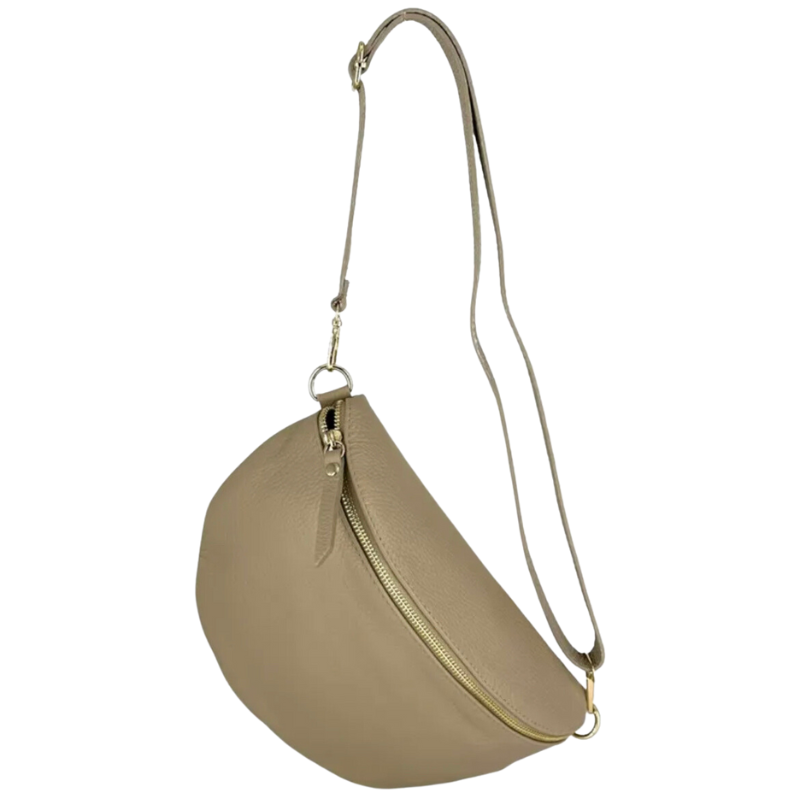 Sac banane cuir femme beige