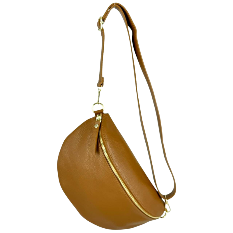 Sac banane cuir femme cognac