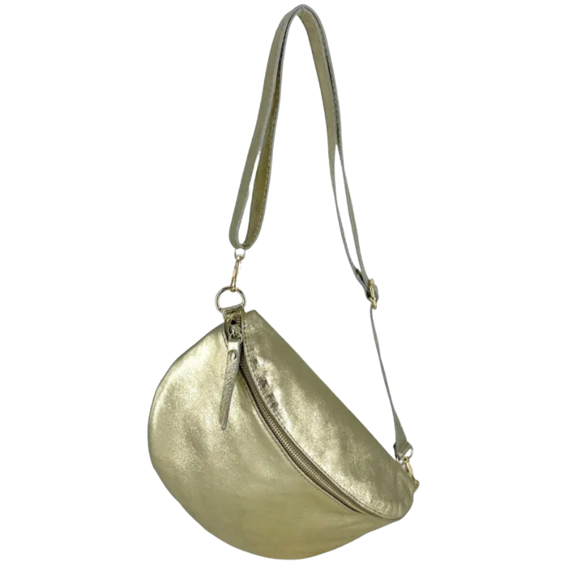 Sac banane cuir femme doré