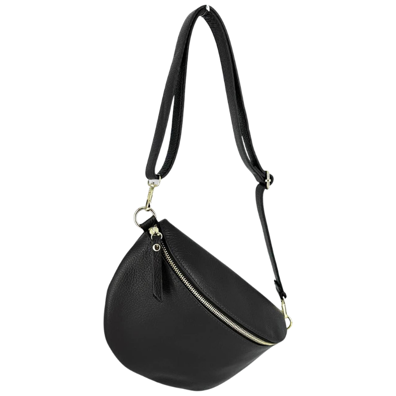 Sac banane cuir femme noir